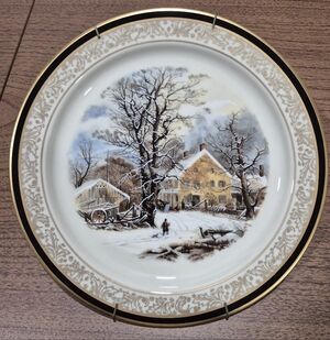 1987 Lenox Currier & Ives Christmas Plate 4th In Series